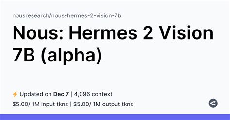 nous hermes 2 vision alpha|Nous: Hermes 2 Vision 7B (alpha) – Overview .